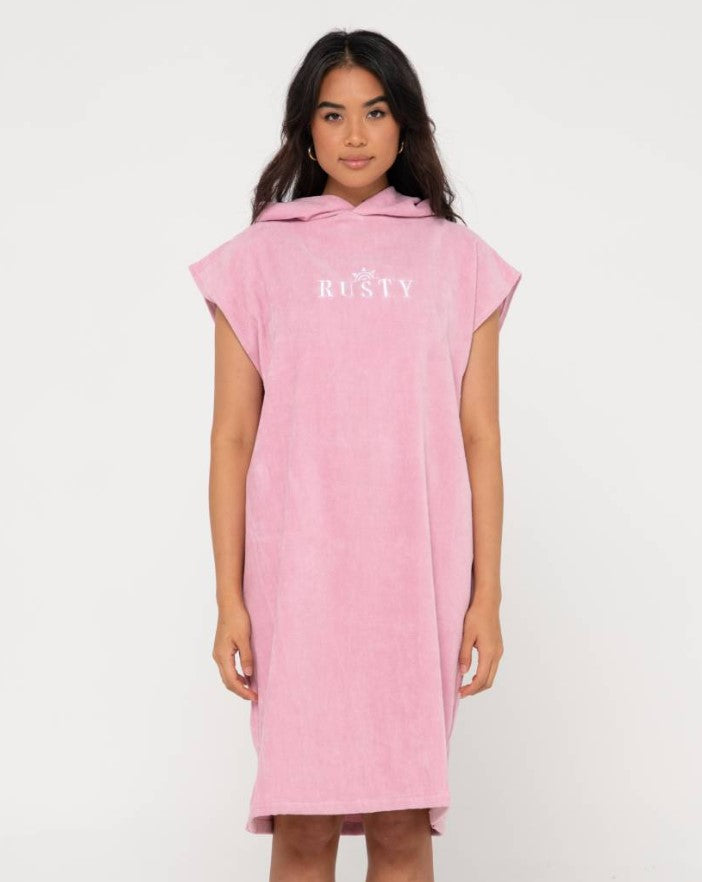 Rusty Essentials Hooded Womens Change Towel in pink nectar colour