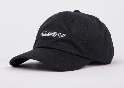 Rusty Flip Daddy Dad Cap in black with black and white embroidered logo