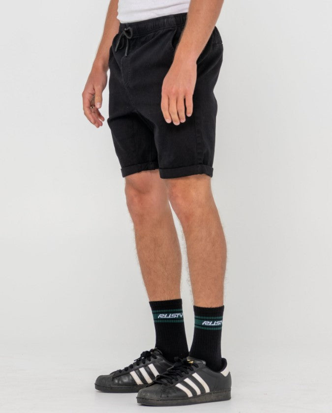 Rusty Hooked On Walkshorts in black from side