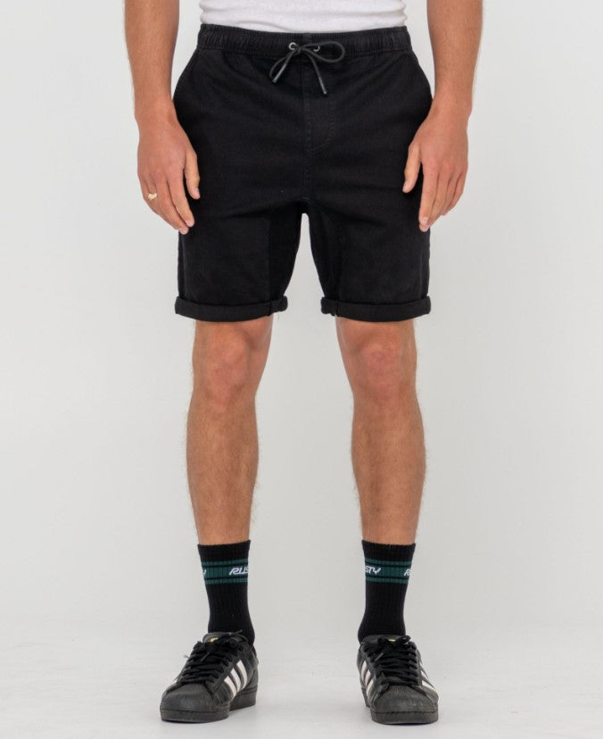 Rusty Hooked On Walkshorts in black from front