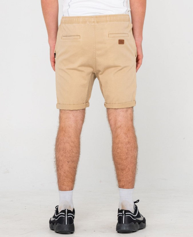 Rusty Hooked On Walkshorts in khaki from back