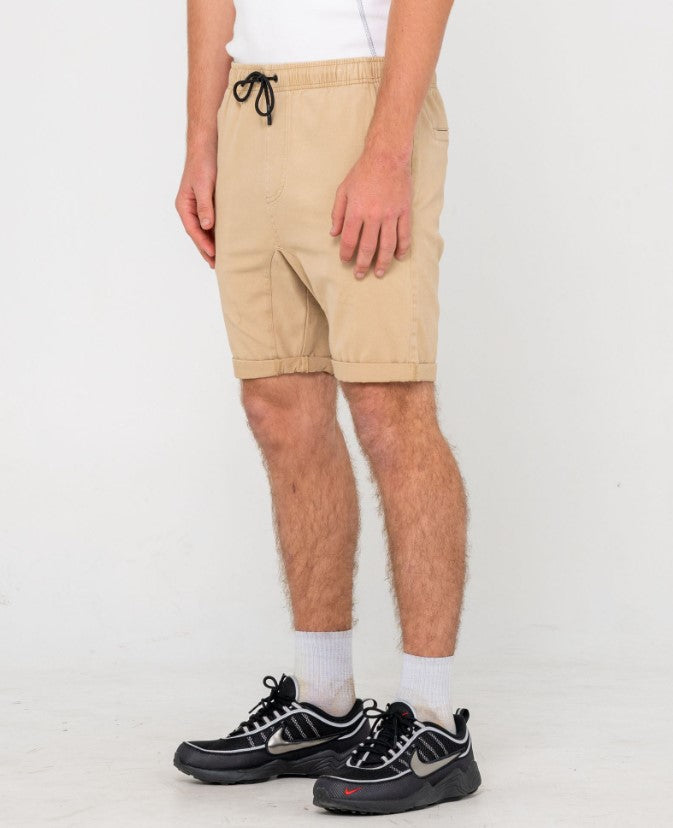 Rusty Hooked On Walkshorts in khaki from side