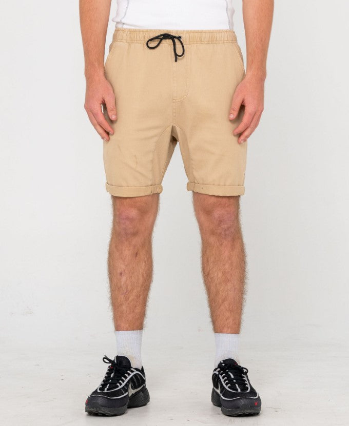 Rusty Hooked On Walkshorts in khaki from front