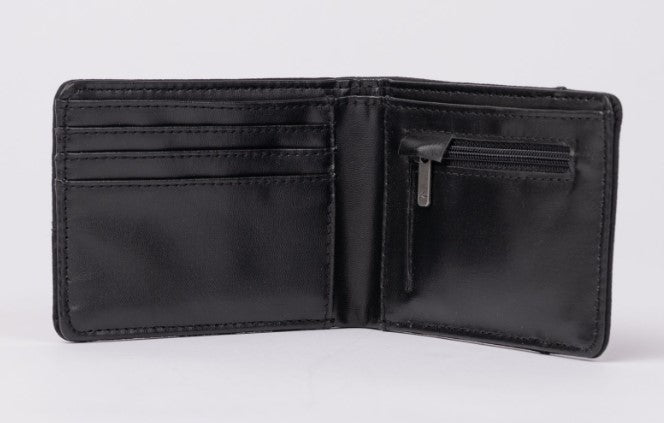 Rusty Jet PU Mens Wallet in black showing inside