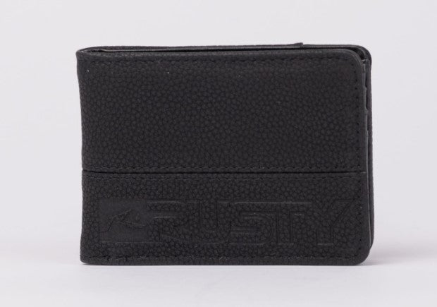 Rusty Jet PU Mens Wallet in black from front