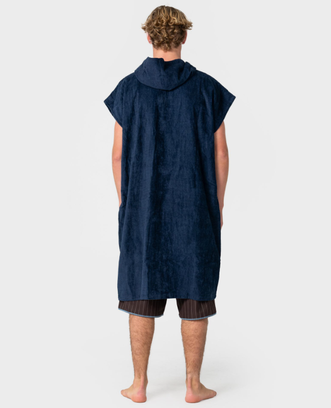 RUSTY JUST SURFING CHANGE TOWEL
in navy colourway on model from the rear