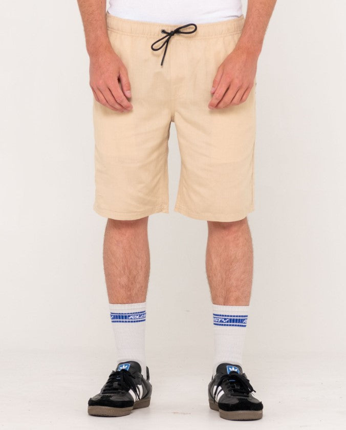 Rusty Overtone Linen Elastic Walkshorts in light fennel colourway from the front