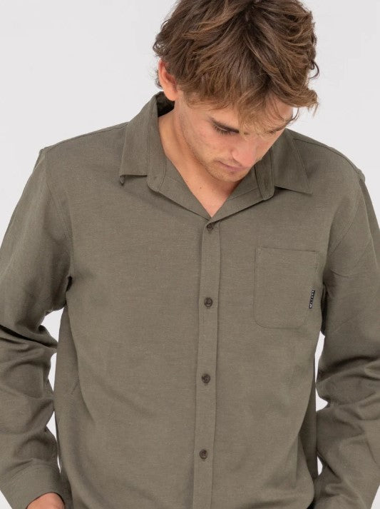 Rusty Overtone Long Sleeve Linen Shirt Cover