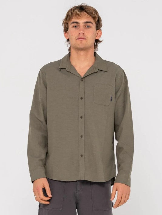 Rusty Overtone Long Sleeve Linen Shirt - Win24