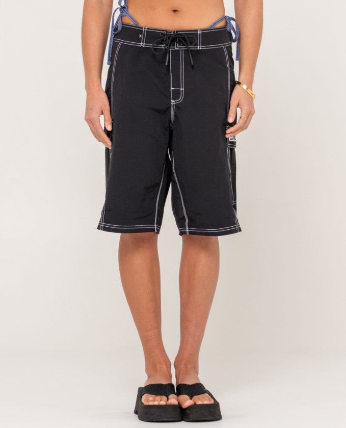 Rusty Pick Pocket Womens Boardshorts in black from front