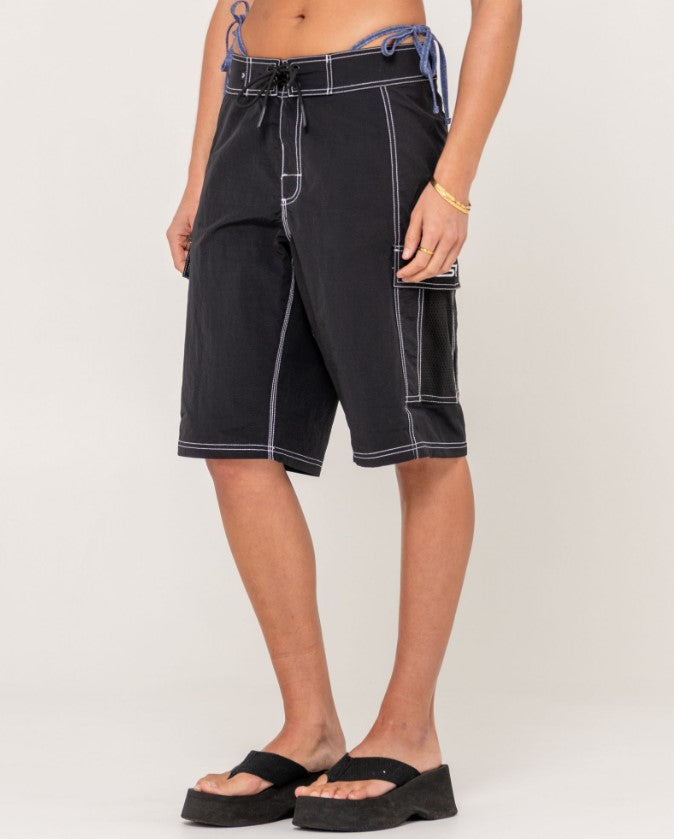Rusty Pick Pocket Womens Boardshorts in black from side