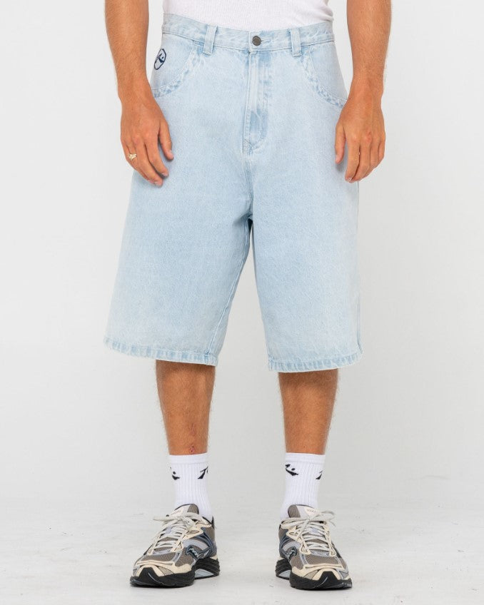 Rusty Slappa 26" Jorts - Denim Shorts in sky blue heather from front