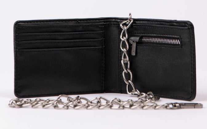 Rusty Warp Speed Chain Wallet in black showing inside