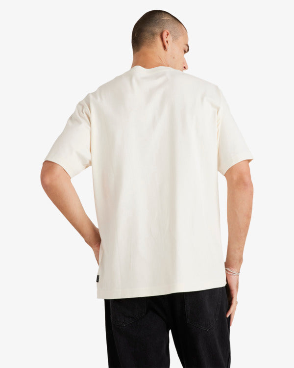 RVCA Global SS Tee in colour natural on model back veiw