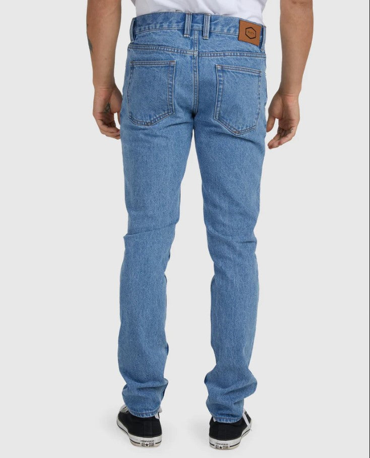 RVCA Rockers Denim Jeans in vintage blue from rear