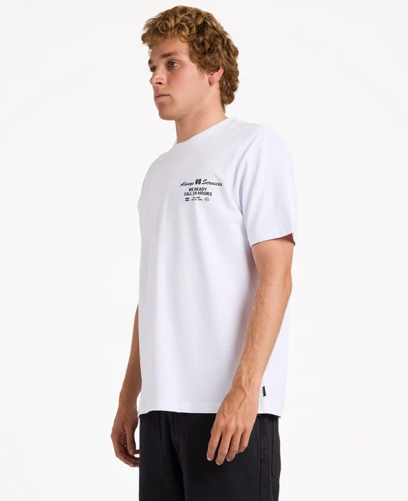 RVCA V8 T-Shirt in white from the side