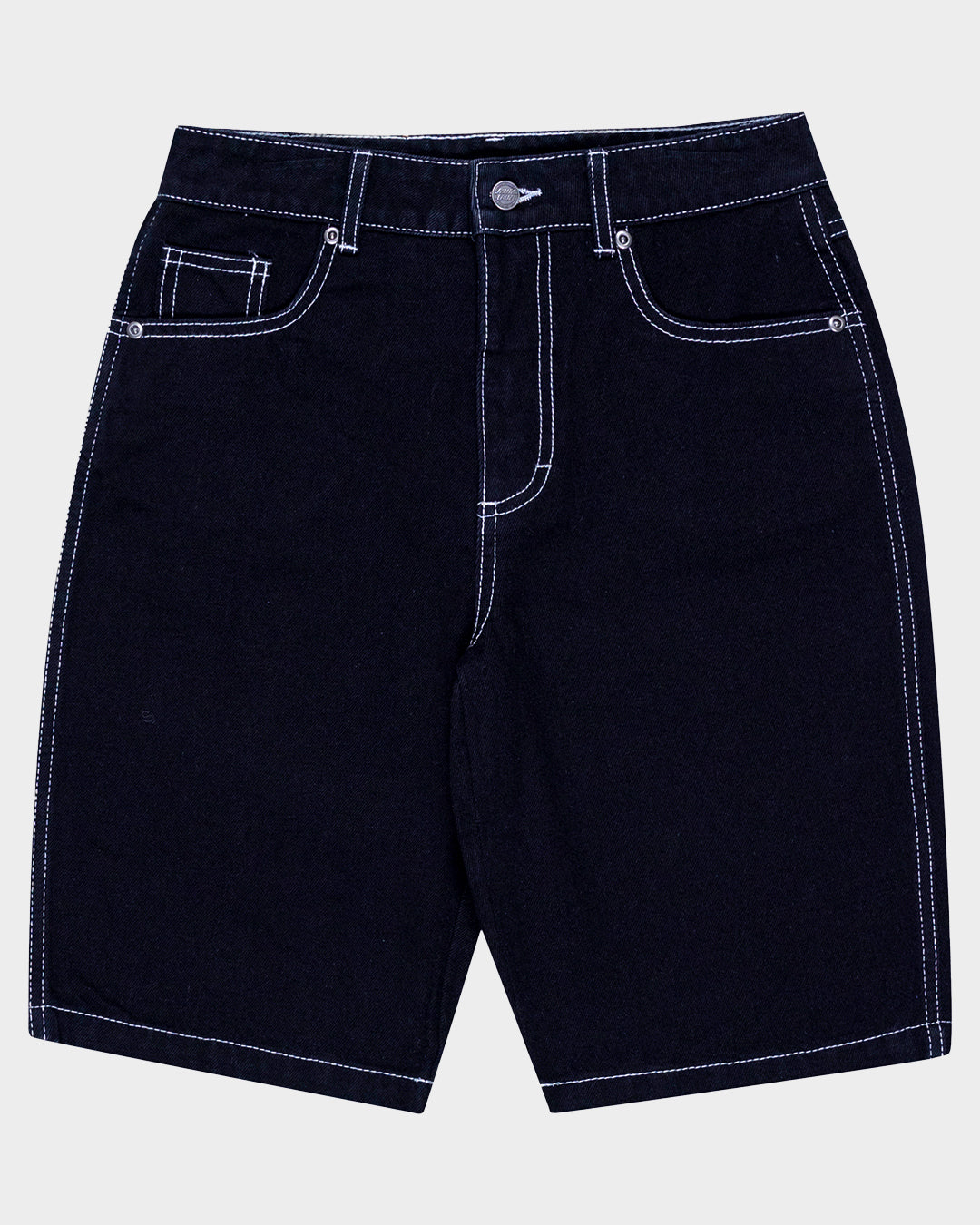 Santa Cruz Youth Global Flame Strip Denim Shorts black displayed from front