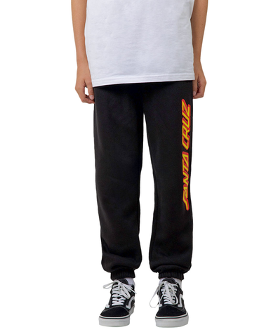 Santa Cruz Youth Classic Strip Trackpants in black from front