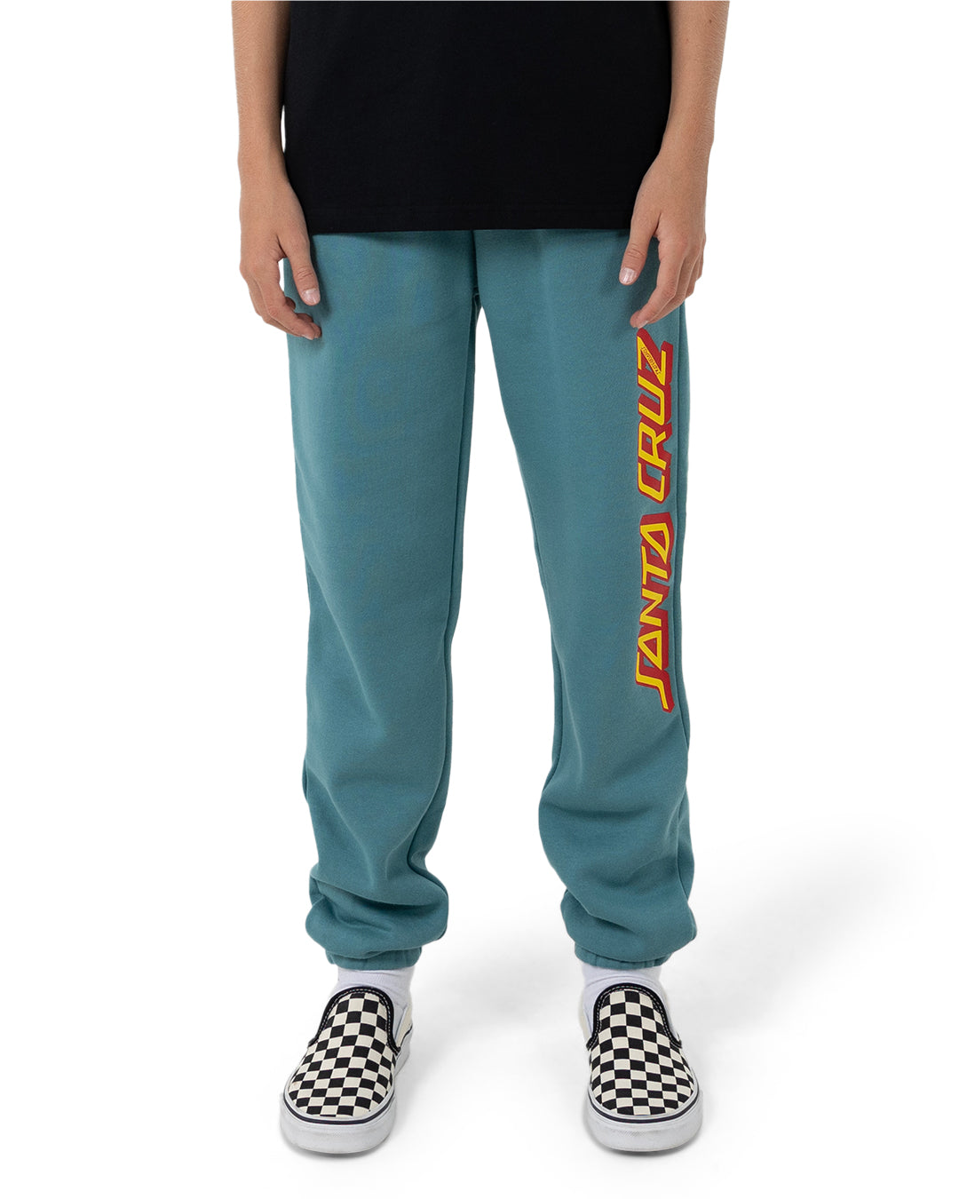 Santa Cruz Youth Classic Strip Trackpants in ocean colourway from front