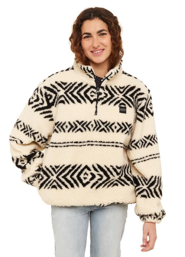 Sisstrevolution Smooth Sherpa Fleece in sea salt colourway with black detail