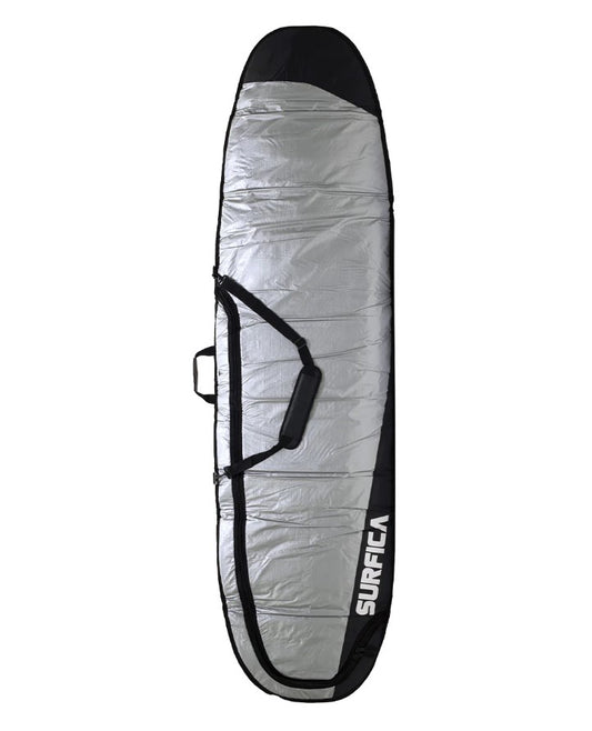 Surfica 7'6 Longboard Boardbag in silver from top