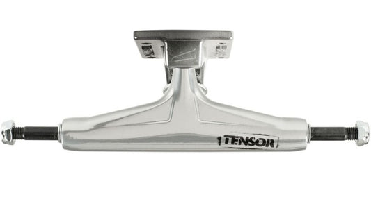 Tensor Aluminium 5.25" Stencil Mirror Skateboard Trucks in raw and black