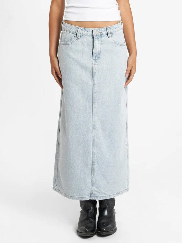 Thrills Frankie Denim Skirt in dust blue from front