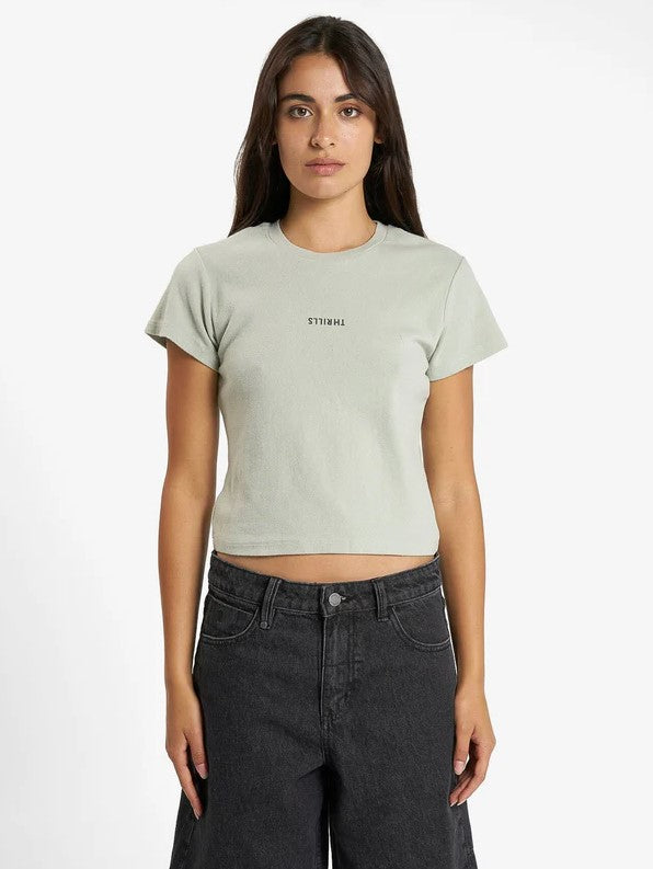 Thrills Minimal Thrills Mini Tee in sage grey on model