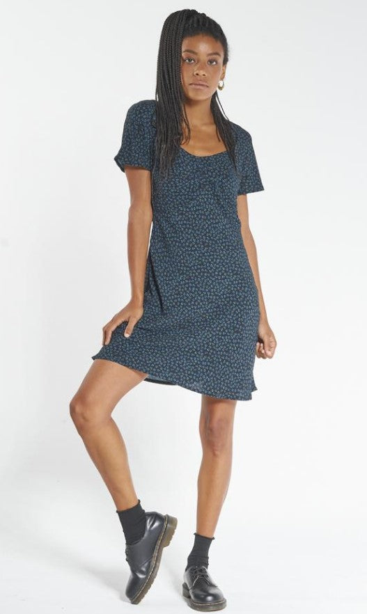 Sum21 Thrills Royal Bloom Dress black and blue dress with flower design