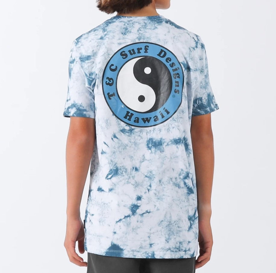 Town and Country Boys OG Tie Dye T-Shirt in white with blue tie dye from rear