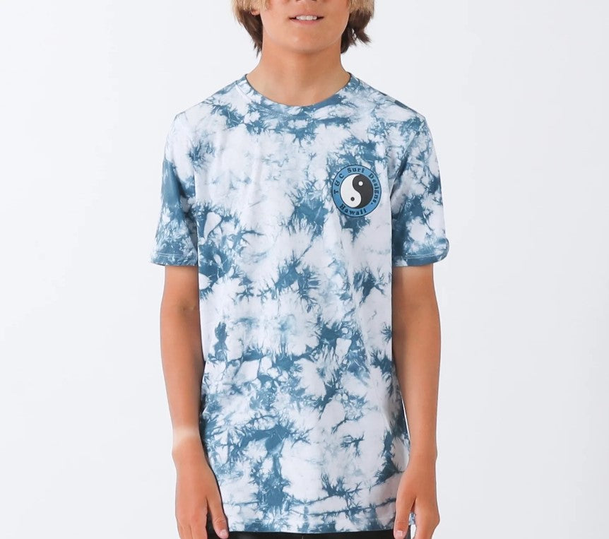 Town and Country Boys OG Tie Dye T-Shirt in white with blue tie dye from front