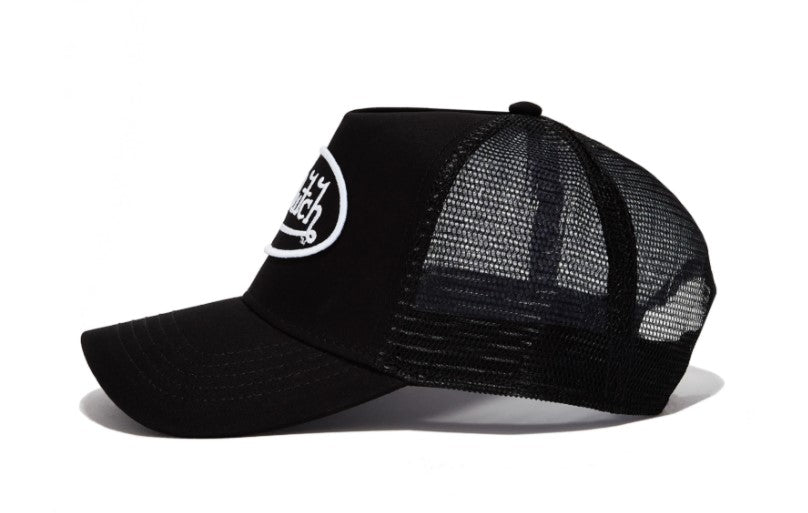 Von Dutch Classic Trucker 51 Cap in black with black and white patch from side