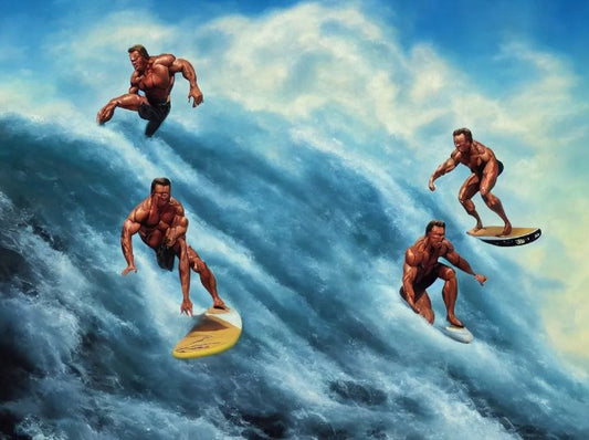 Art of Arnold Schwarzenegger surfing