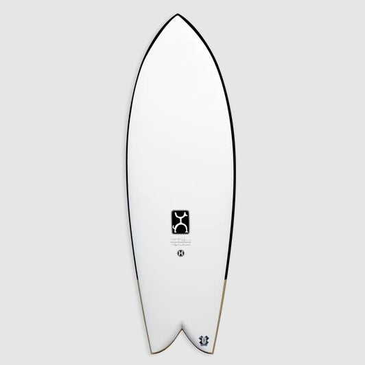 Firewire Machado Too Fish surfboard in helium technology showing the deck