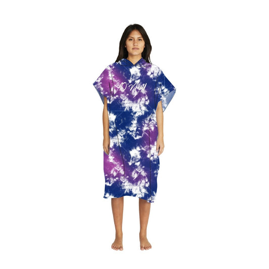 O'Neill Womens Monsoon Change Towel - Hooded towel in blue and purple tie dye