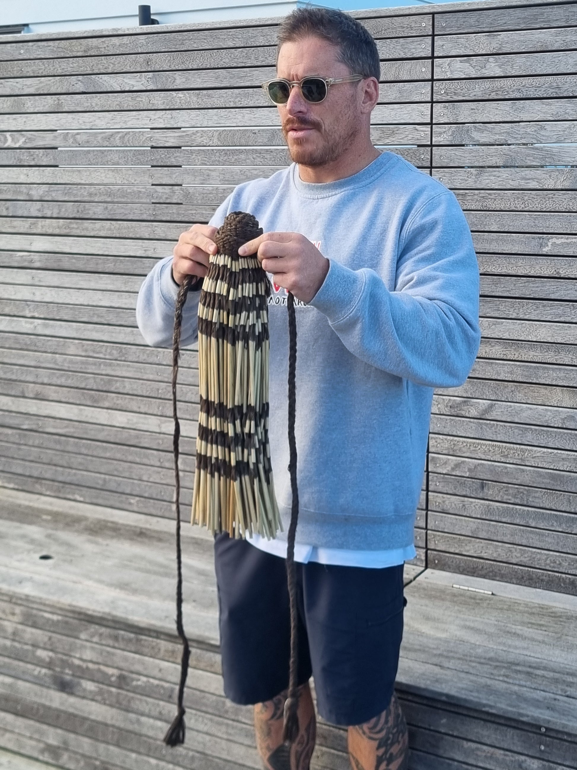 Wai-Tai Aotearoa Piu 4 Way Stretch Maori Boardshorts with piu-piu demonstration