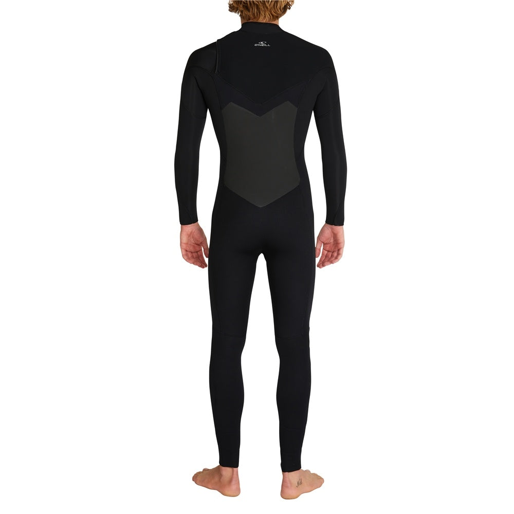O'Neill Focus 3/2mm Chest Zip GBS Wetsuit in black from rear