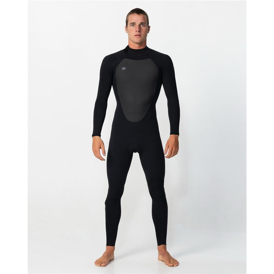 O'Neill Defender 4/3mm GBS Back Zip Men's Wetsuit in black on model from front