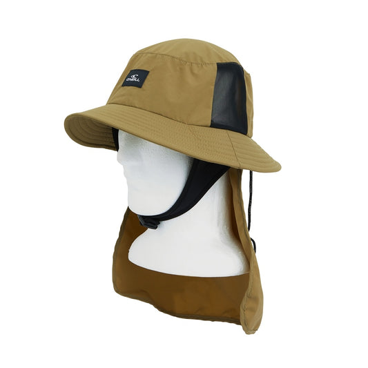O'Neill Eclipse Bucket Surf Hat with back flap in khaki colourway