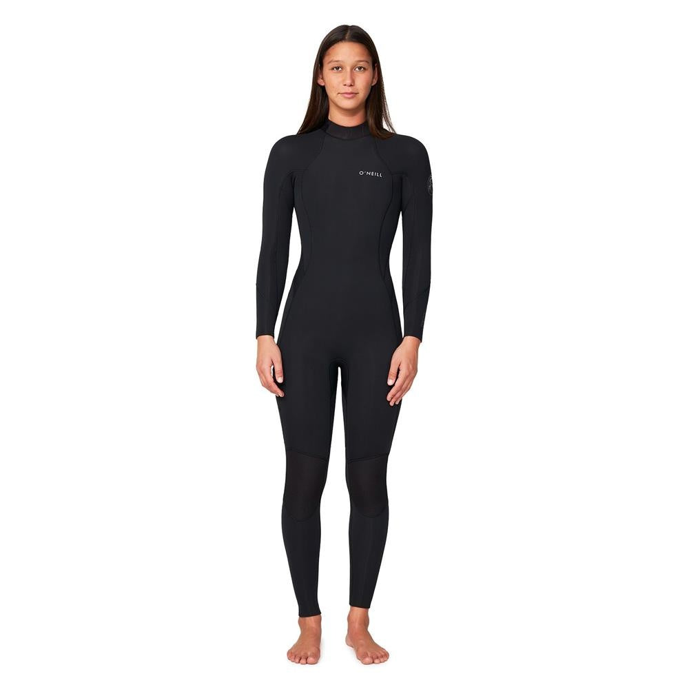 O'Neill Bahia 3/2mm Back Zip GBS Women's Wetsuit in black from the front