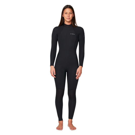 O'Neill Bahia 3/2mm Back Zip GBS Women's Wetsuit in black from the front