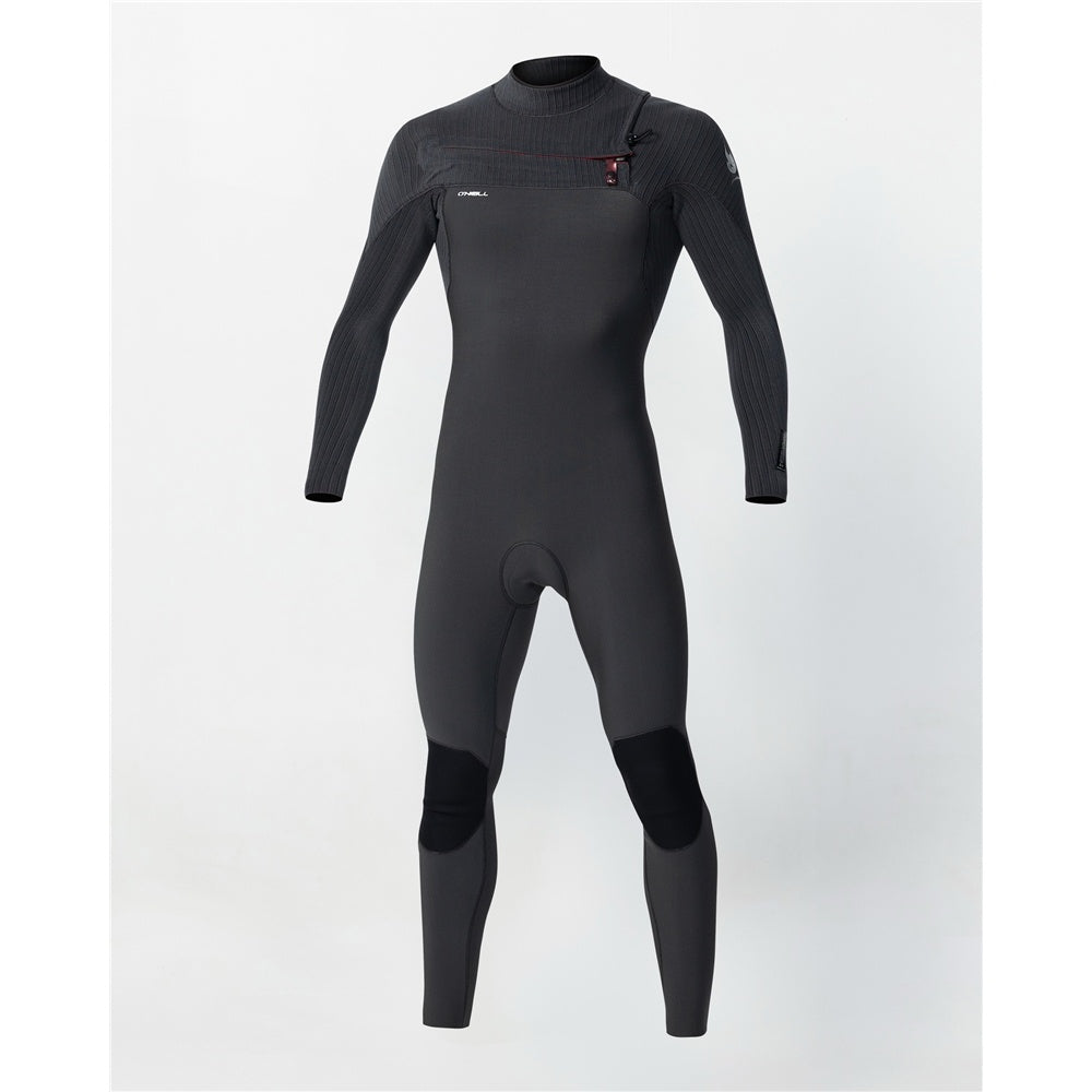 O'Neill Hyperfire 3/2mm GBS Men's Chest Zip Wetsuit in steel grey colourway from front