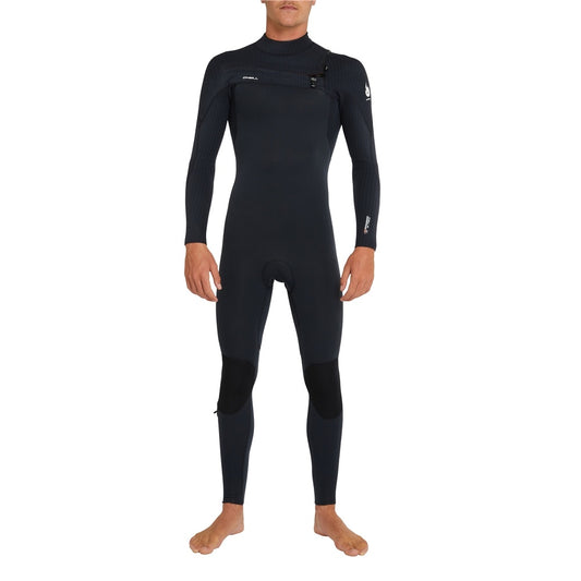 O'Neill Hyperfire 4/3mm Chest Zip Men's Wetsuit in black from front