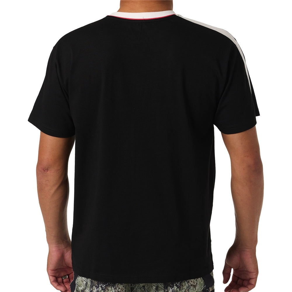 O'Neill Wave Cult Men's T-Shirt in black with white panels and red piping from rear