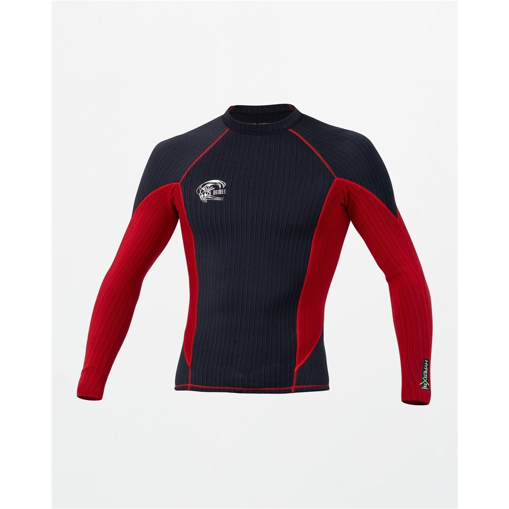 O'Neill HyperX Y2K 1.5mm Long Sleeve Men's Wetsuit Vest in black and red from the front