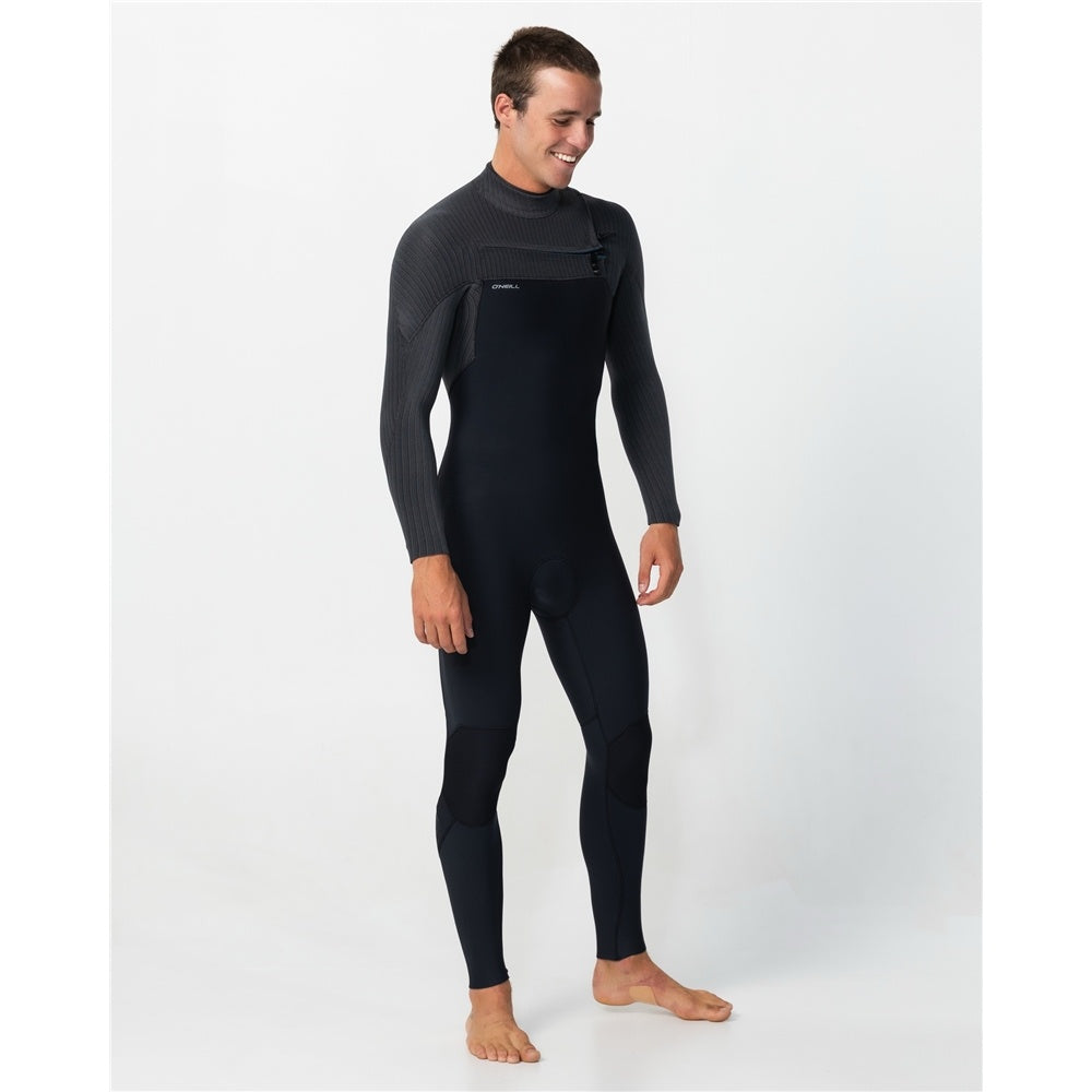 Oneill Hyperfreak Chest Zip 4/3+mm Mens Steamer in black tempered steel colourway from side