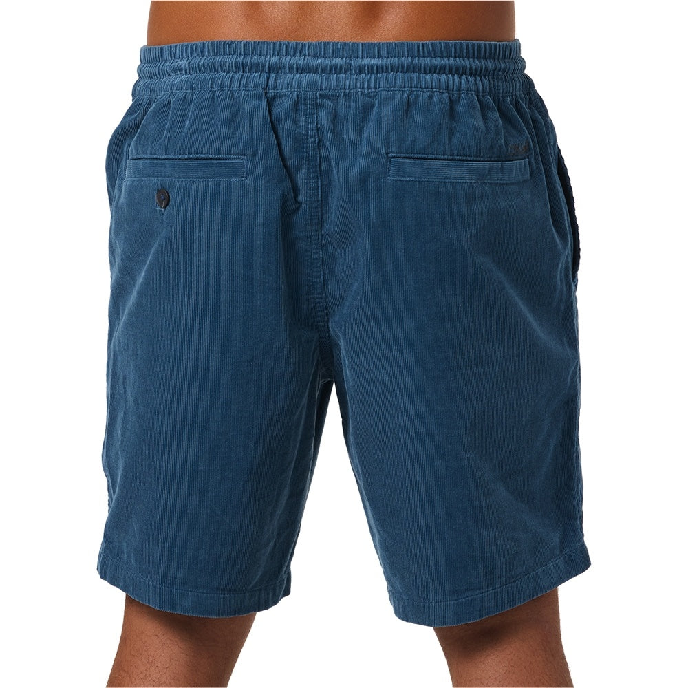 O'Neill OG Cord Elastic Waist 18" Shorts in blue fusion from rear