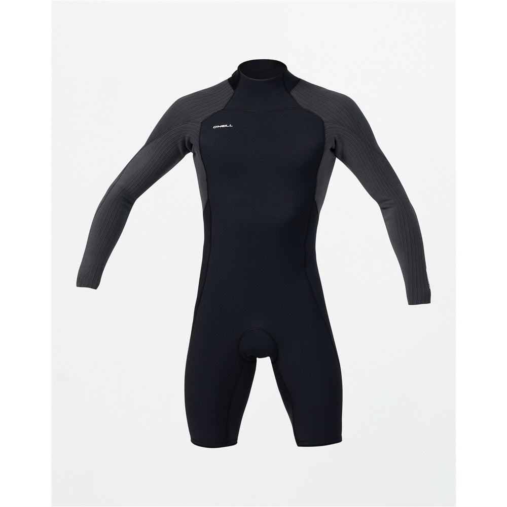 O'Neill Hyperfreak 2mm BZ GBS Long Sleeve Wetsuit in black and steel from the front