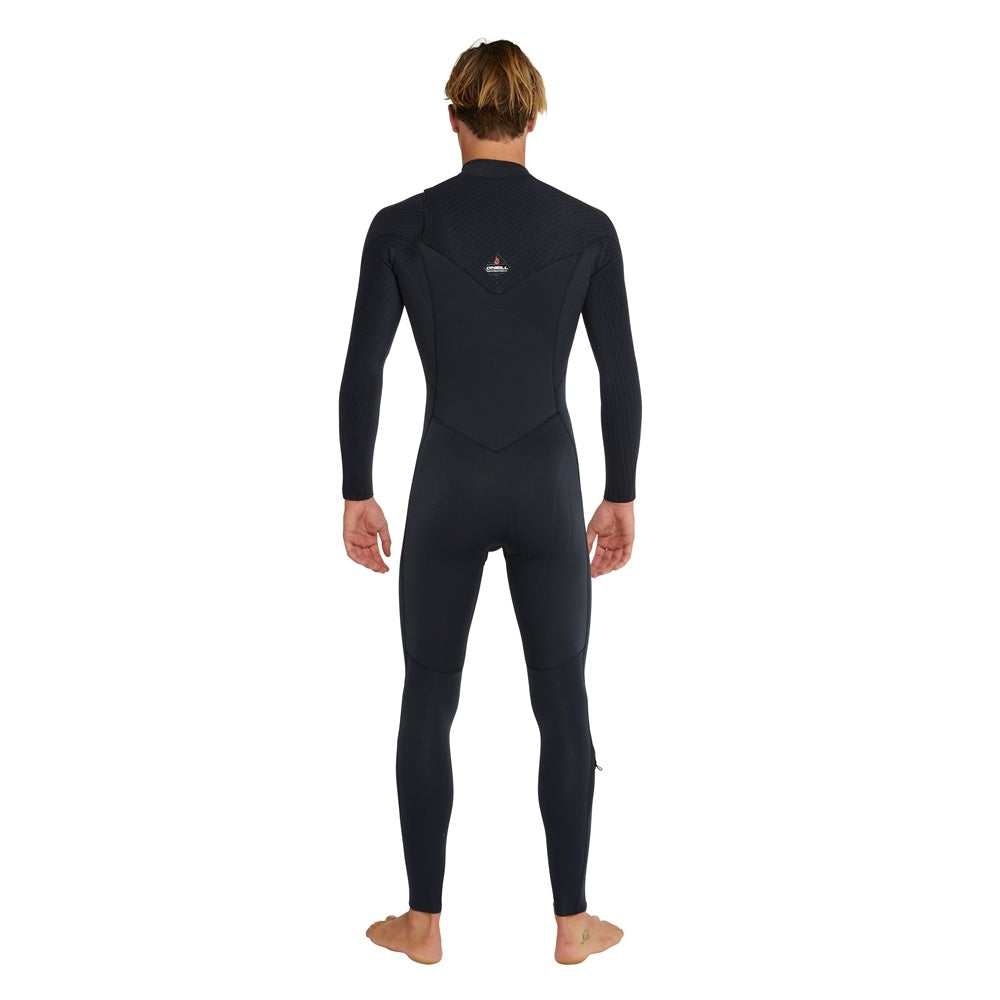 O'Neill Hyperfire 4/3mm Chest Zip Men's Wetsuit in black from rear