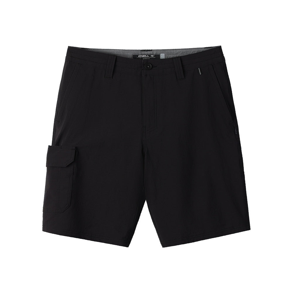 Oneill Mens TRVLR Cargo 20" Hybrid shorts in black from front